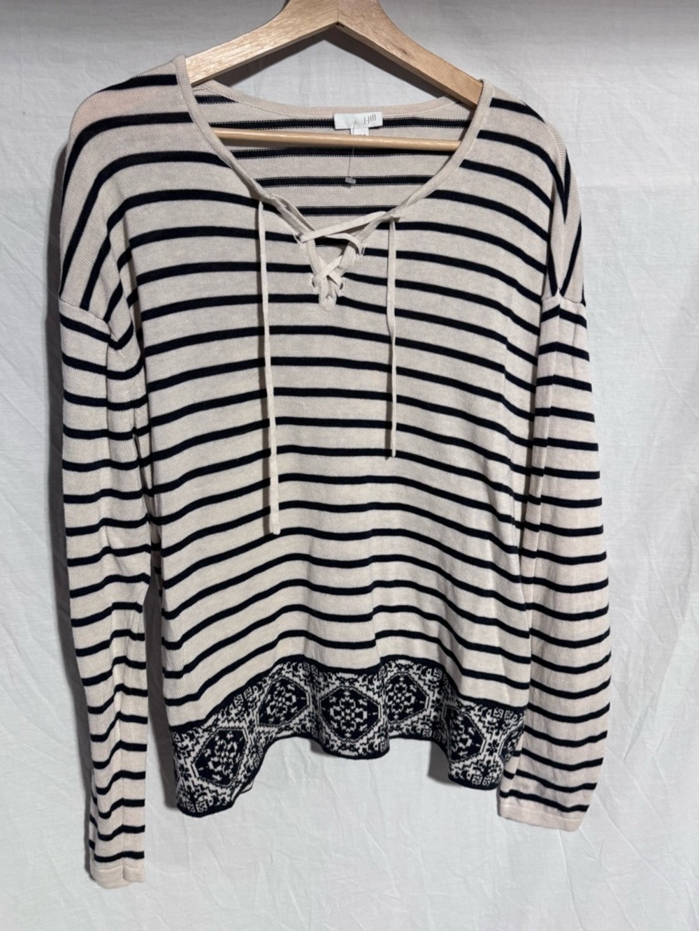 J. Jill casual knit striped long sleeve top Size Large